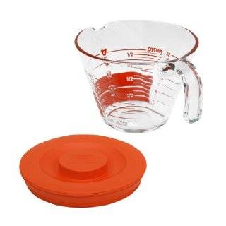 Pyrex 4 Cup Measuring Cup with Red Plastic Cover, Read from Above 
