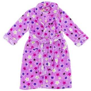    Jelli Fish Kids White Heart Plush Bath Robe for Girls Clothing