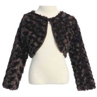 New Swirl Pattern Faux Fur Bolero Jacket Shrug ~ Sizes 2 to 14 Girls 