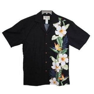  HAWAIIAN MENS TIKI FLOWERS BORDER DESIGN SHIRT: Clothing