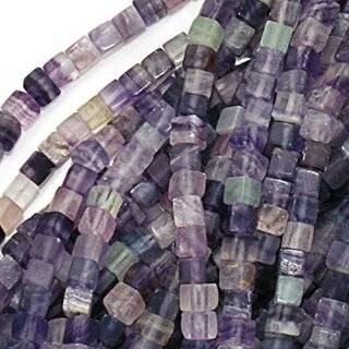Purple & White Fluorite 4 x 4mm Cube Beads /15 Inch Strand