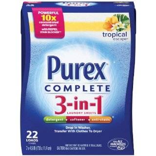  Purex Complete 3 in 1 Laundry Sheets, Pure and Clean, 22 