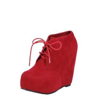  Camilla1 Lace Up Wedge Booties PLUM Shoes