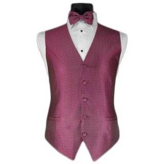   Tuxedo Vest   Solid Satin with Matching Pin Ascot, Fuschia Clothing