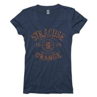 Syracuse Orange Navy Womens Sporty Hoops Deep V Neck T Shirt