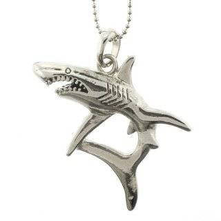  Shark Big Teeth Jaws Pewter Pendant Necklace: Jewelry