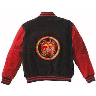 Authentic Military Suede Marines Logo Varsity Baseball Style Jacket