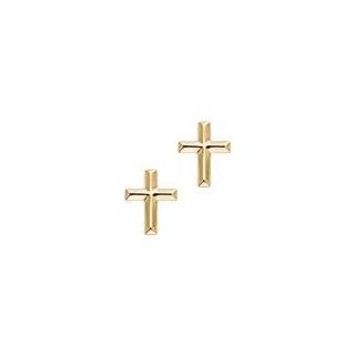  Cross Stud Earrings in 14K Yellow Gold: Jewelry