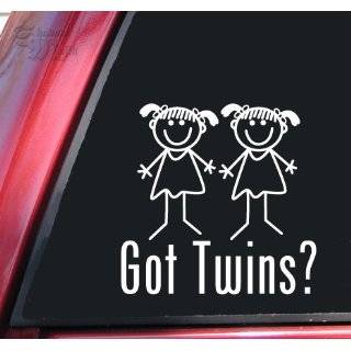  Got Twins? Boy/Girl White Vinyl Decal Sticker: Automotive