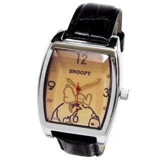Peanuts Snoopy Wrist Watch   Square Shape Snoopy Watch w/ Leather Band