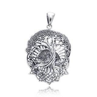   Knot Tree and Roots of Life Sterling Silver Slide Pendant Jewelry