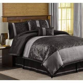 Lush Decor 6 Piece Metallic Animal Comforter Set, Full, Black / Silver