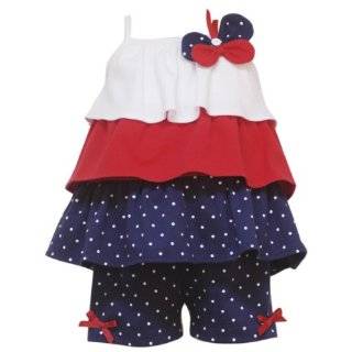   Girls Navy Star Print Patriotic Dress Set 3M 6X: Bonnie Jean: Clothing