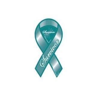 Ovarian Cancer Survivor Ribbon 2 in 1 Magnet Car Fridge Awareness 