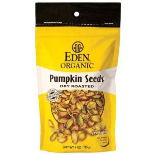 Eden Organic Pumpkin Seeds, Dry Roasted, 4 Ounce Resealable Bags (Pack 