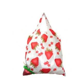 Reusable Shopping Tote Bag   Folded into a Strawberry   Black  