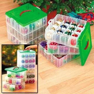  Bankers Box Holiday Ornament Storage Box, Large, Red/Green 