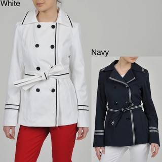 Ivanka Trump Womens Double Breasted Belted Short Trench