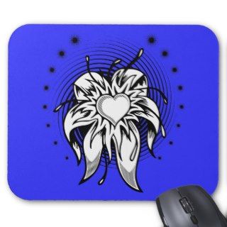 HEART FLOWER TATTOO GRAPHIC DIGITAL LOGO ICON LOVE MOUSE PAD