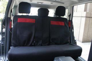 Red and Black Full Complete Car Seat Cover Set Two 2 Back Bench Rows