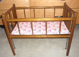 Vintage Baby Doll Crib Play Kids Toy Furniture Wood Wooden Childrens