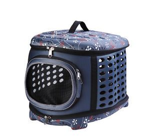 Pawhut Soft Sided Collapsible Pet Dog Cat Travel Crate Carrier Tote Bag Blue