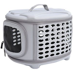 Pawhut Gray Soft Sided Collapsible Pet Dog Cat Travel Crate Carrier Tote Bag