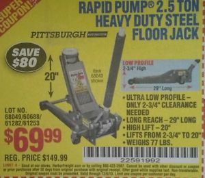 Harbor Freight Super Coupon Rapid Pump 3 Ton Heavy Duty