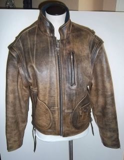 Vintage Panhead Harley Davidson Leather Motorcycle Jacket Size Small Regular
