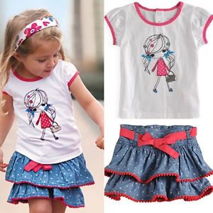 2pcs Baby Girl Kid T Shirt Top Skirt Petticoat Tutu Outfit Clothes Costume 1 6Y
