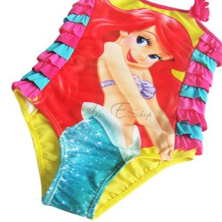 Girls Ruffle Layered Ariel Mermaid Swimsuit Swimwear Bathing Suit Costume Sz 3 6