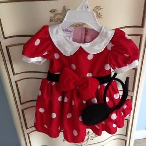New Infant Disney Girls Minnie Mouse Costume Halloween 3 Month Red Headband
