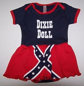 Confederate Dixie Doll Rebel Flag One Piece Infant Dress Size 6 12 Months
