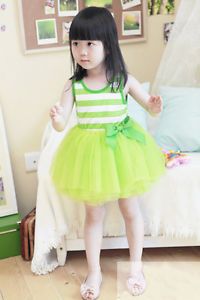 Green Toddler Baby Girls Sundress Kids Tutu Dress Skirt Clothes 7 8Year NL10