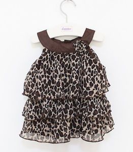 1pc Baby Kid Toddler Girl Chiffon Dress Outfit Clothes Top Tutu Leopard 12 18M