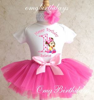 Baby Minnie Mouse First 1st 2nd 3rd Birthday Girl Pink Tutu Outfit Set Shirt 1 3