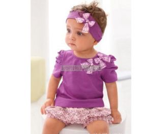 3pcs Child Girl Kid Infant Baby Tops Pants Headband Outfit Costume Cloth 0 36M