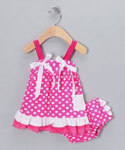 2pcs Baby Girl Infant Polka Dot Top Dress Shorts Bloomers Pants Outfit Clothes