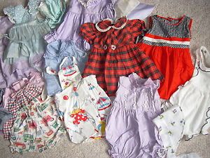 Vintage 40's 50's Kids Clothing Lot Baby Toddler Girl Doll Dresses Sunsuits