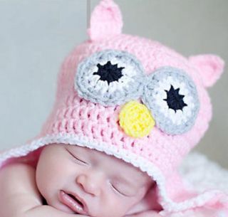 Cute Handmade Crochet Owl Beanie Cap Hat Girl Boy Baby Newborn Infant Toddle