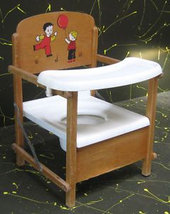 VINTAGE ANTIQUE Child Baby Training Potty Chair Wood 