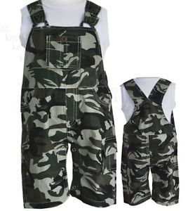 A247 Boys Kids Baby Clothes Set Overalls 2pcs Outfit Top Camo Bib Pants S0 3Y
