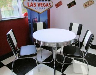 American 50s Diner Furniture 4 Black Chairs