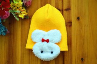 Yellow Unisex Cute Baby Toddler Knit Crochet Hats Beanie Bunny Earflap Caps