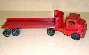Structo 1950's Cabover Truck and Flatbed Trailer