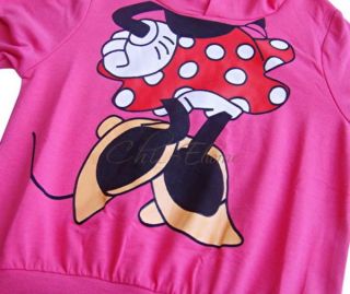 Toddler Girls Hooded Top T Shirt Kids Minnie Mouse Bow Costume 3D Ear Tail 2T 6