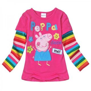 Peppa Pig Girls Baby Cotton Rainbow Long Sleeve Top T Shirt Clothing 12M 6