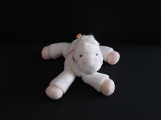 White Plush Pony Horse Baby Toy Rattle Lovey Doll