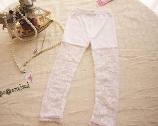 New Kids Toddlers Girls Lovely Party Lace White Leggings Pants AGES5 6Y