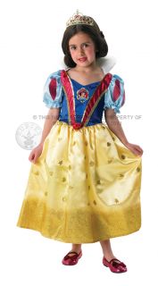 Deluxe Glitter Snow White Girl's Disney Princess Fancy Dress Kids Child Costume